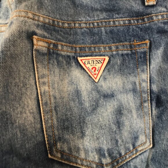 GUESS- WOMEN'S 29 - BLUE DENIM BOOTLEG JEANS TIE DYE BLEACHED - Picture 6 of 8